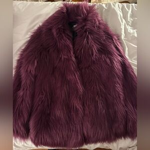 Karl Lagerfeld Deep Purple Faux Fur Jacket